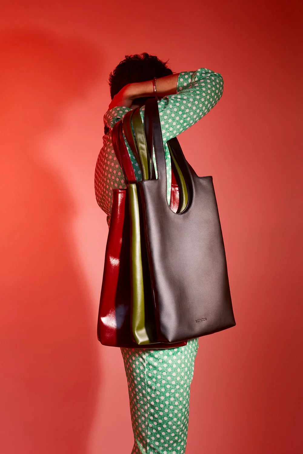 DOLORES TOTE SQUARE BURGUNDY RED - CACTUS